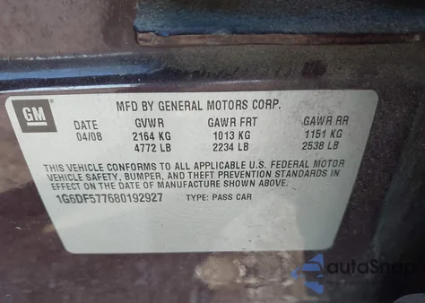 2008 Cadillac Cts Standard z USA, uszkodzony, nr VIN 1G6DF577680192927